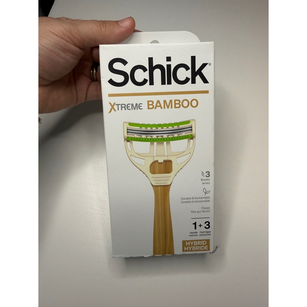 Schick Xtreme Bamboo Hybrid Razor 1 Handle 3 Cartridges Eco Friendly 3 Blade